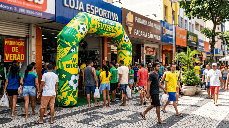 Como o Inflável Temático Transforma seu Ponto de Venda na Principal Torcida da Copa 2026